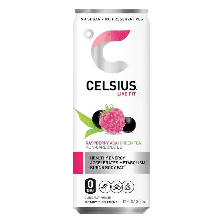 CELSIUS RASPBERRY ACAI GREEN TEA 12oz/12ct