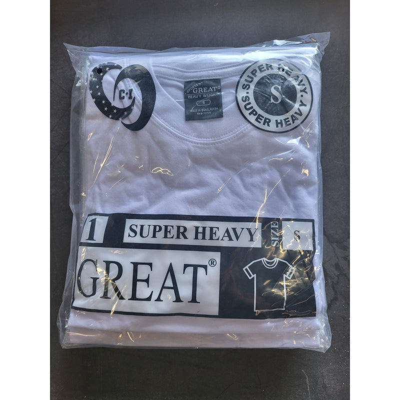 T-SHIRT SMALL WHITE ROUND NECK 6CT