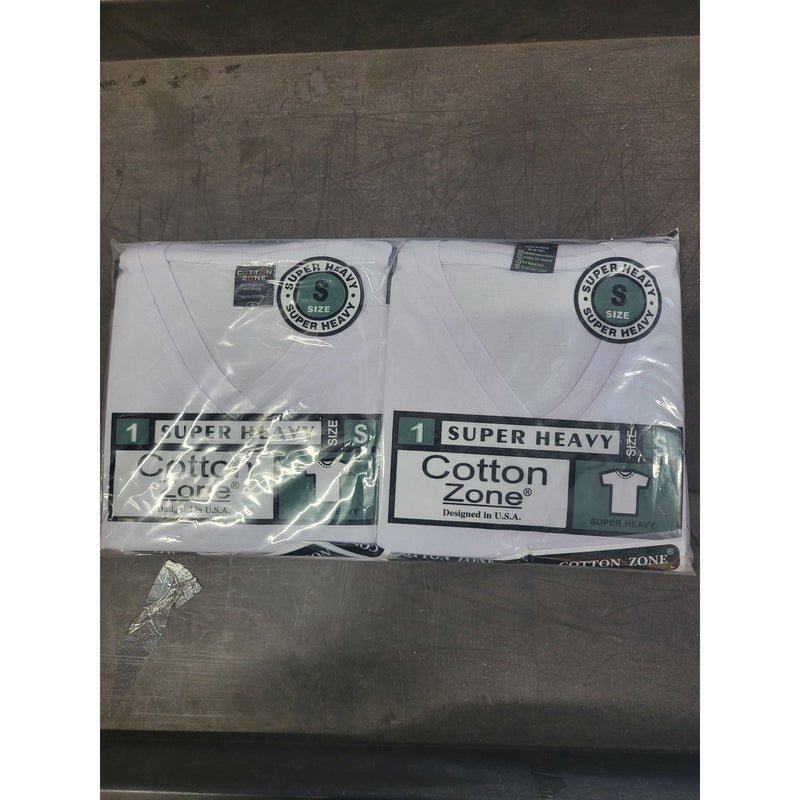 T-SHIRT SMALL WHITE V-NECK 6CT