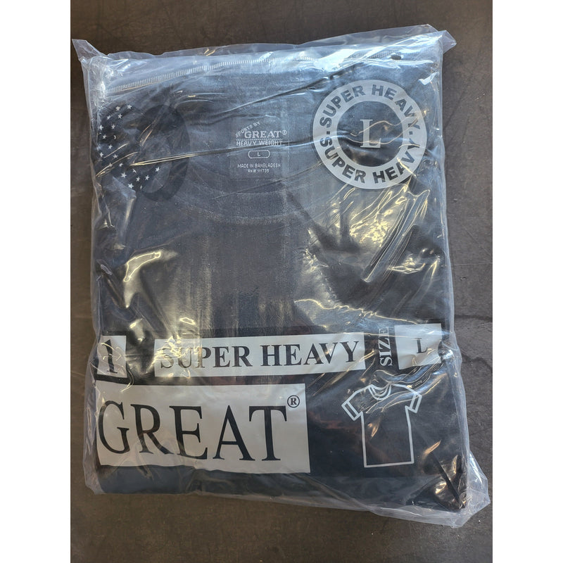 T-SHIRT LARGE BLACK ROUND NECK 6PK