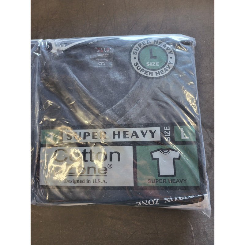 T-SHIRT LARGE BLACK V-NECK 6PK