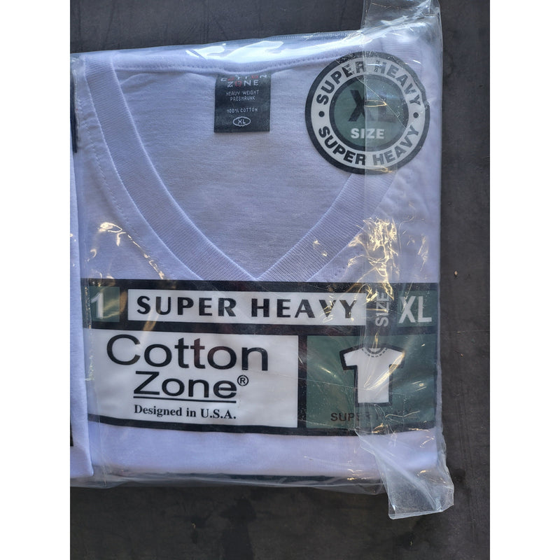 T-SHIRT XL WHITE V-NECK 6PK