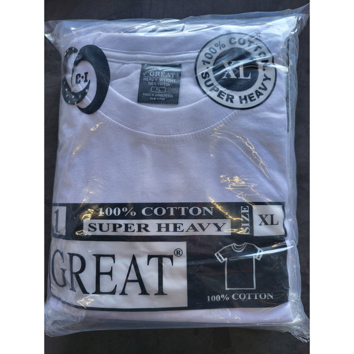 T-SHIRT XL WHITE ROUND NECK 6PK