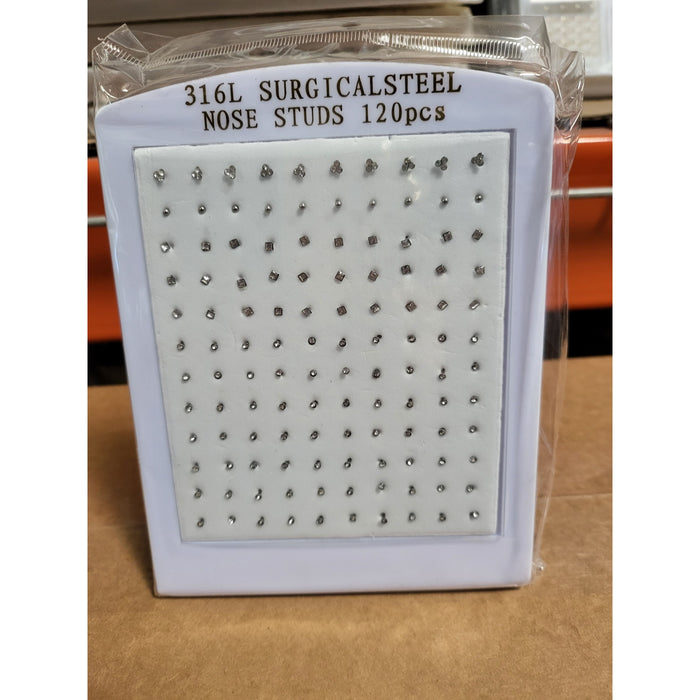 NOSE STUD CLEAR MINI DISPLAY 120PC