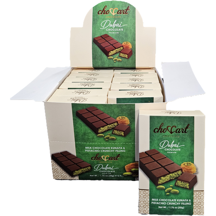 DUBAI CHOCOLATE 50G KUNAFA & PISTACHIO 12PCS