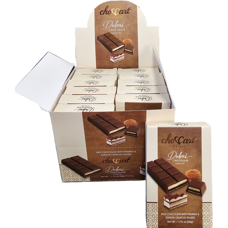 DUBAI CHOCOLATE 50G TIRAMISU & KUNAFA 12PCS