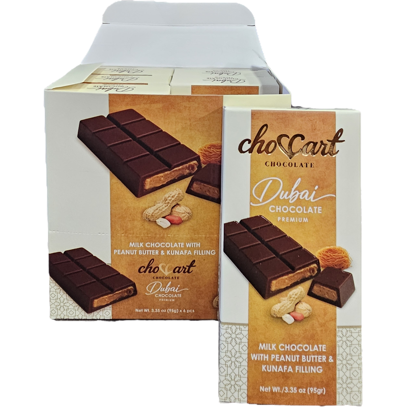 DUBAI CHOCOLATE 95G PEANUT BUTTER & KUNAFA 6PCS