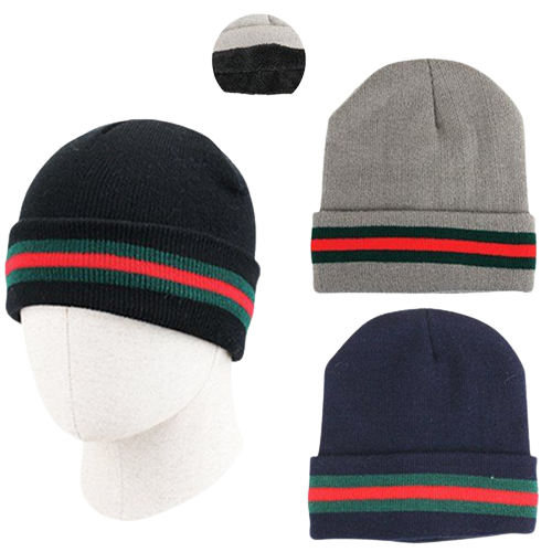BEANIE HAT W/FUR LINING 12CT
