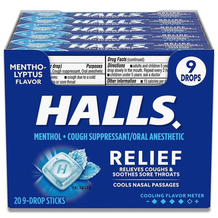 HALLS COUGH DROPS - MENTHOL 20CT