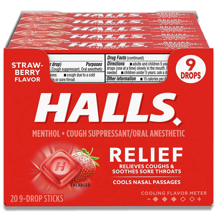 HALLS COUGH DROPS - STRAWBERRY 20CT