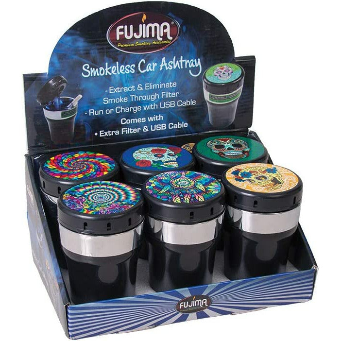 FUJIMA SMOKELESS CAR ASHTRAY 6CT W/USB