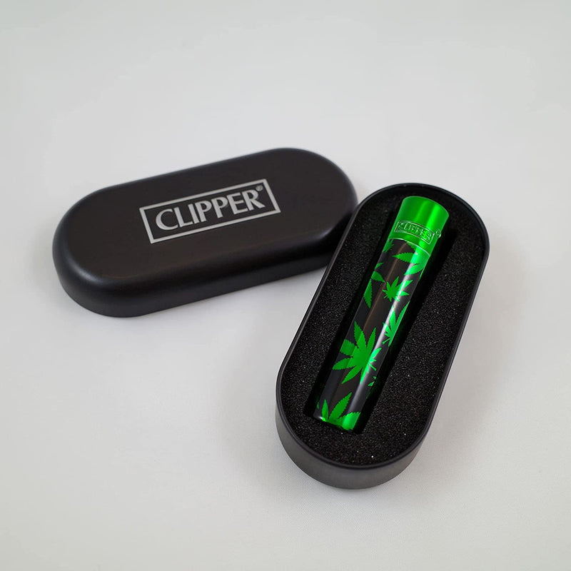 CLIPPER LIGHTER METAL GREEN LEAVES 12CT