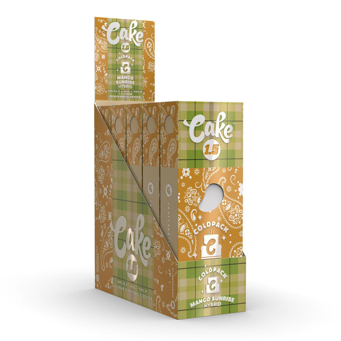 Cake – Coldpack 1.5g THC-P + Delta 8 + HXC Disposable Vape Honeydew Mango Sunrise 5-pk Display