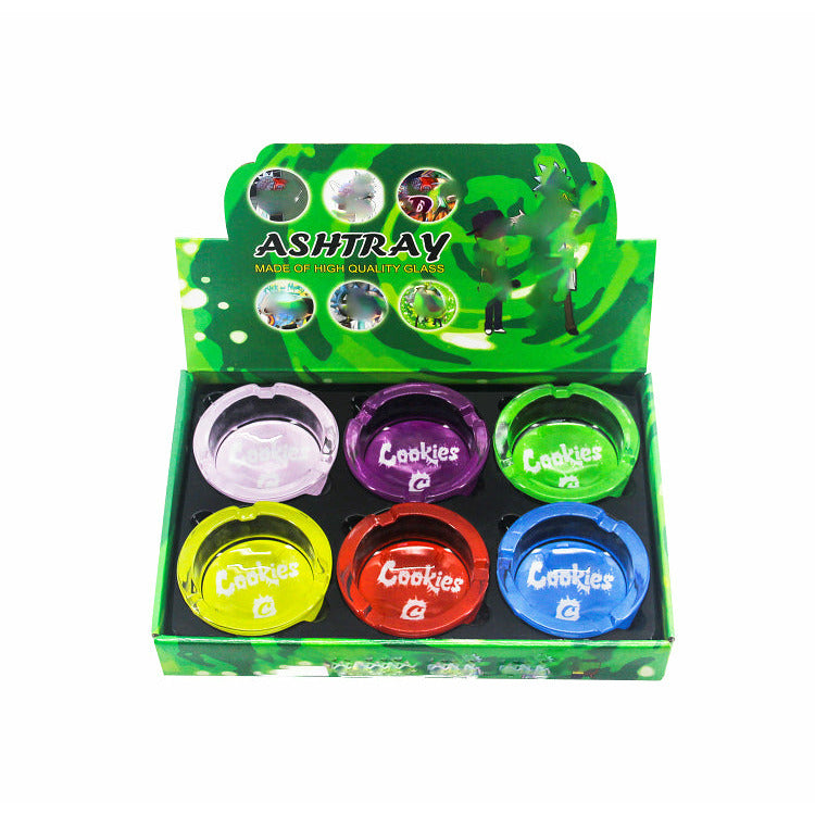 GLASS ROUND ASHTRAY 6CT