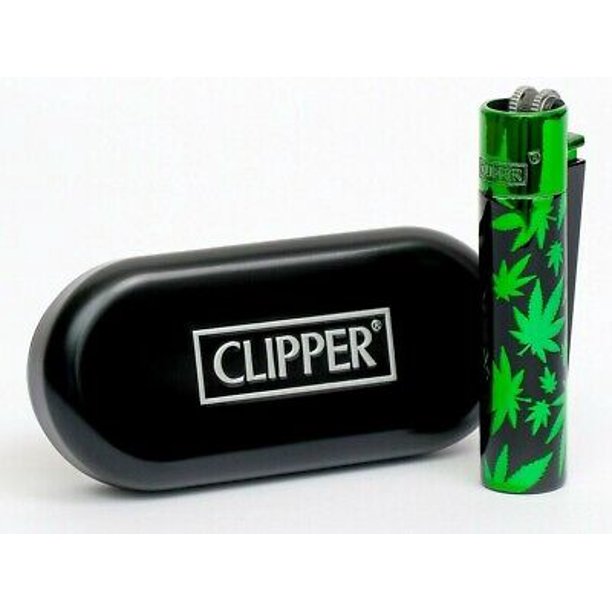CLIPPER LIGHTER METAL GREEN LEAVES 12CT