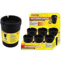 ASHTRAY BUTT BUCKET BLACK 6CT