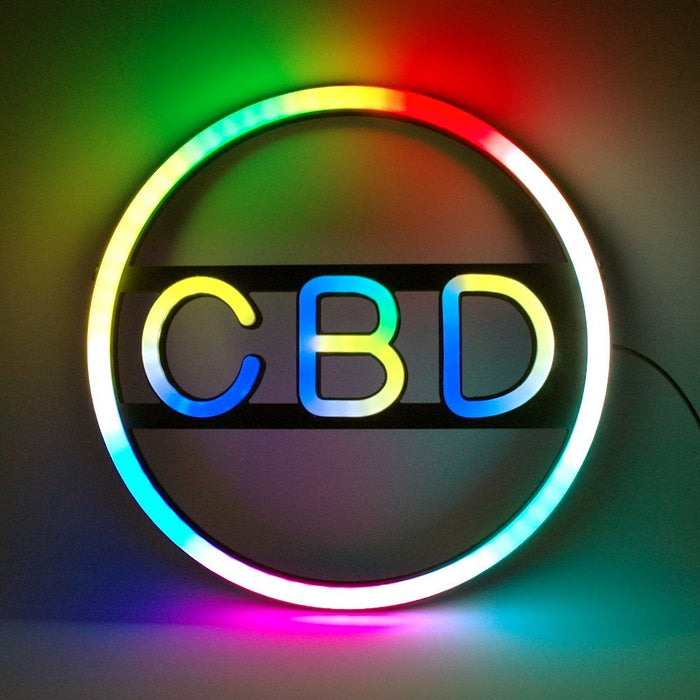 LED CBD Circle Neon Sign for Business, Electronic Lighted Board, CBD (16 inch)