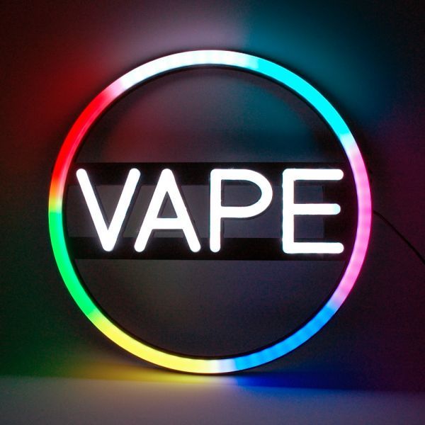 LED VAPE Circle Neon Sign for Business, Electronic Lighted Board, VAPE (16 inch)