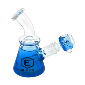 ECLOUD GLYCERIN GLASS WATER PIPE 6.25X6IN BLUE